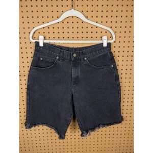 Vintage Riders by Lee Black Denim Cutoff Jorts High Waisted Faded‎ Raw Hem 33
